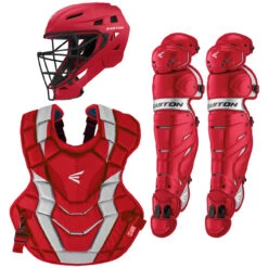 Easton Elite X Youth Baseball Catcher's Package -Baseball Gear Store easton elitexset redsil 33829.1677938811