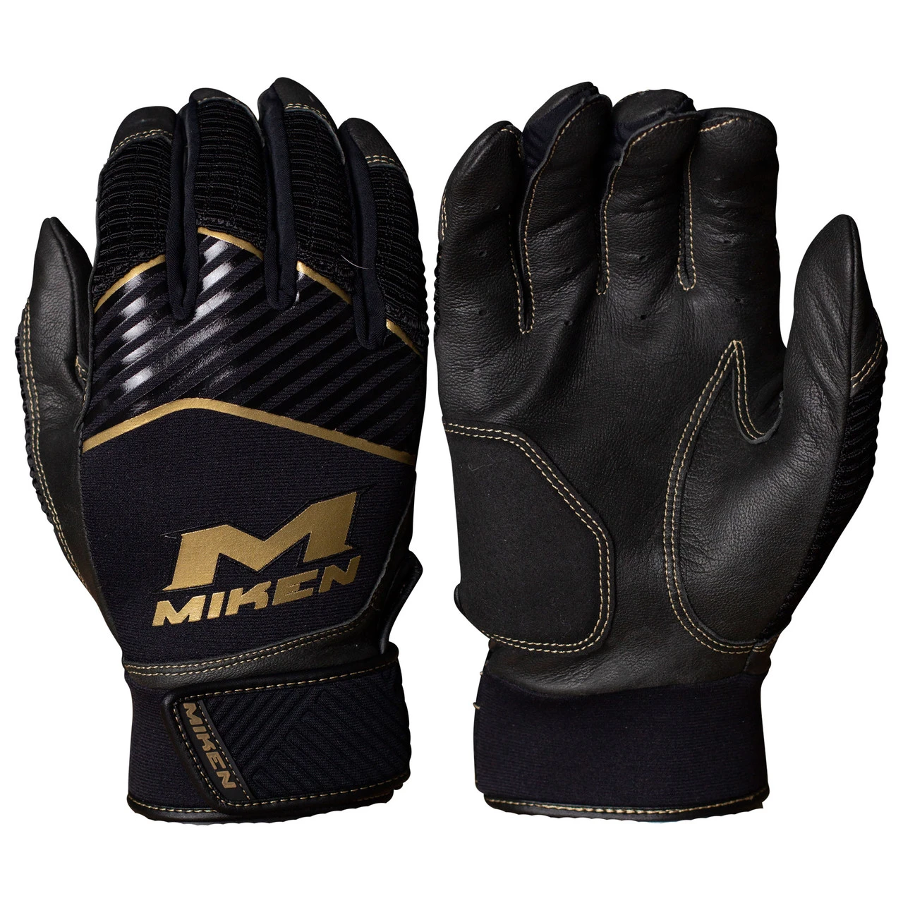 Miken Gold MBGGLD Baseball/Softball Batting Gloves 1 Miken Gold MBGGLD Baseball/Softball Batting Gloves