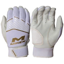 Miken Gold MBGGLD Baseball/Softball Batting Gloves 9 Miken Gold MBGGLD Baseball/Softball Batting Gloves -Baseball Gear Store miken mbggld wht 01 86947.1654284407