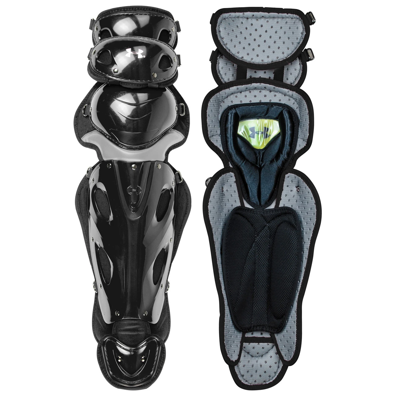 Under Armour UA Pro 4 Adult 16.5 Inch Baseball Catcher's Leg Guards 1 Under Armour UA Pro 4 Adult 16.5 Inch Baseball Catcher's Leg Guards